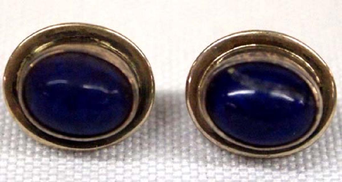 Navajo Silver Lapis Earrings, .5''D, $6.50 S&H: Native American Navajo Sterling Silver Lapis Earrings, .5''D, $6.50 S&H
