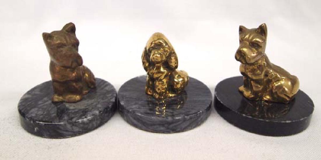 3 Brass Dogs on Marble Bases, 2''H, $6.50 S&H: 3 Brass Dogs on Marble Bases, 2''H, $6.50 S&H