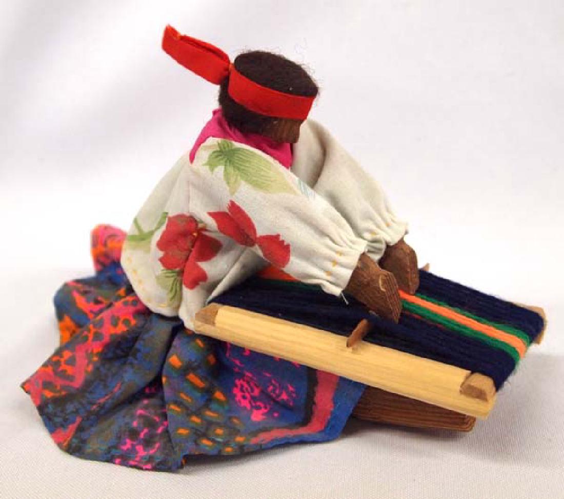 Tarahumara Wood and Cloth Weaver Doll: Tarahumara Wood and Cloth Weaver Doll on Traditional Loom, measures 5'' x 8''