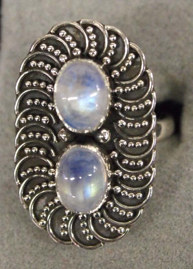 Sterling Silver and Moonstone Ring, Size 7: Beautiful Sterling Silver and Moonstone Ring, Size 7, measures 1''L x 5/8''W