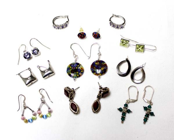 Collection of 10 Pairs of Sterling Silver Earrings (1 of 4)