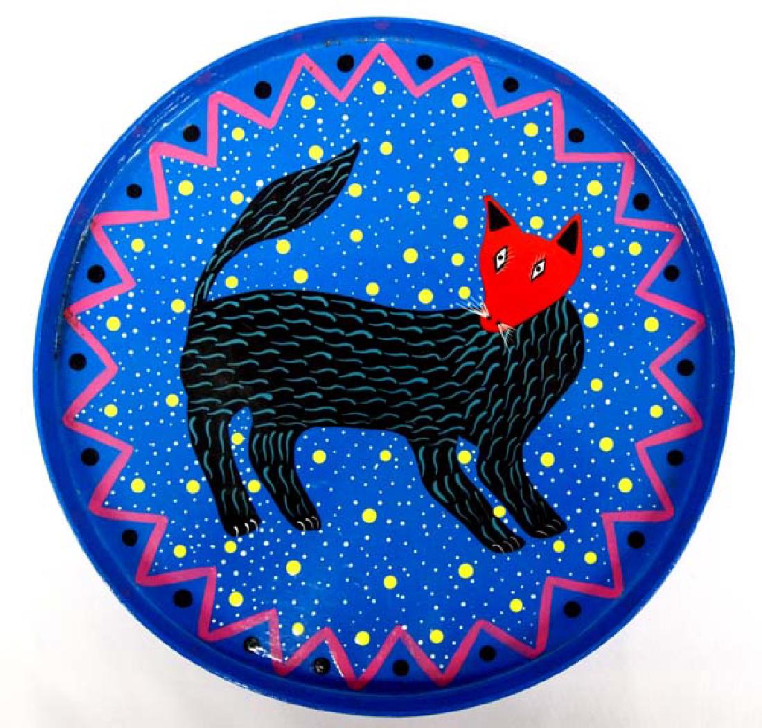 Mexican Hand Painted Wood Folk Art Tray (1 of 2)