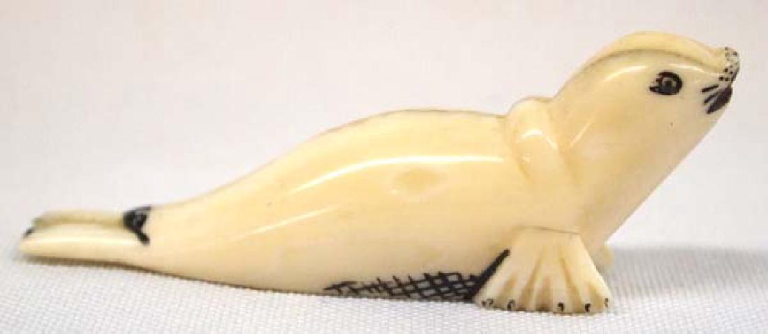 1940's Native American Eskimo Carved Ivory Seal (1 of 4)
