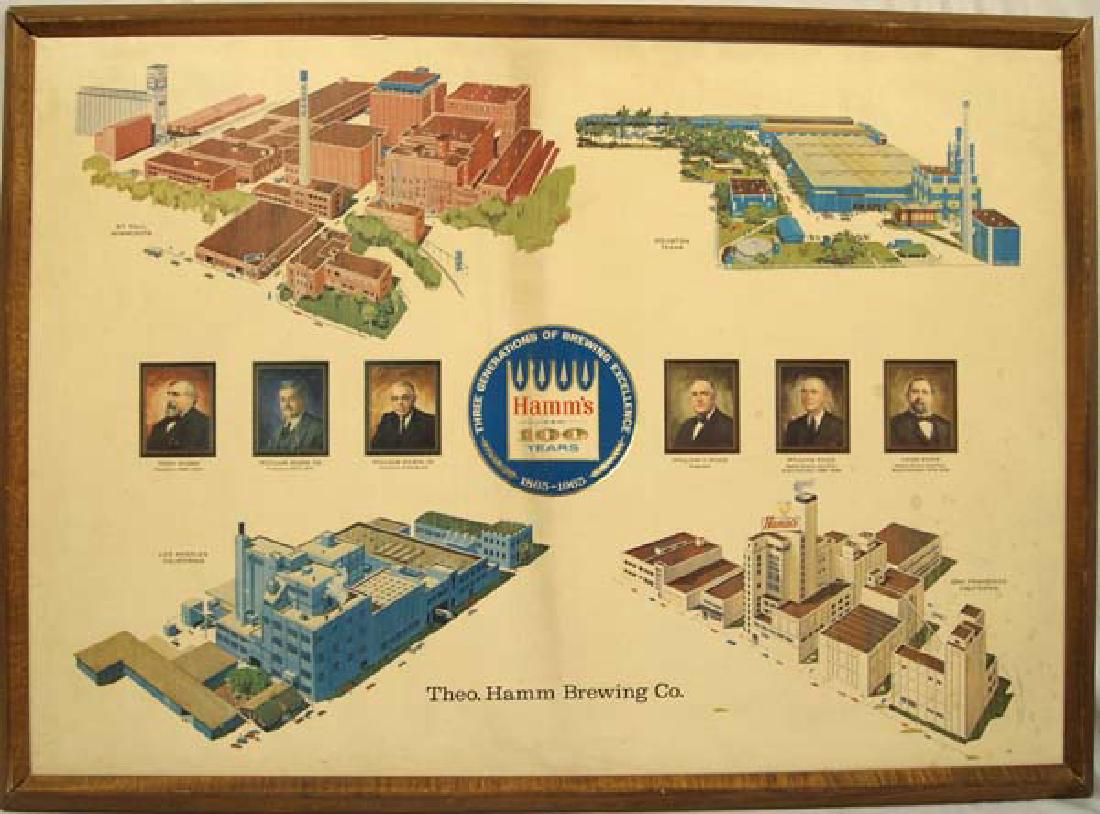 Vintage Rare Framed Hamm's Beer Centennial Sign (1 of 4)