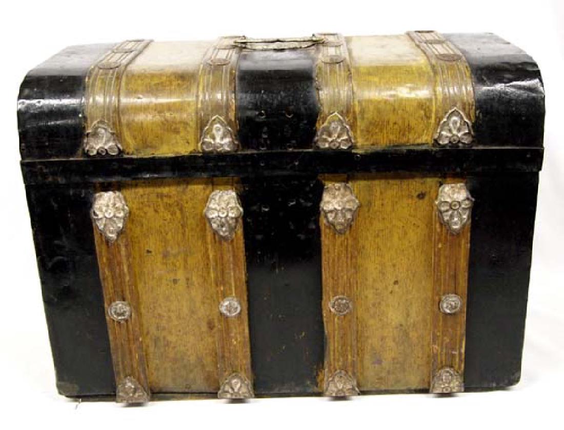 Antique Mexican Metal Clad Wood Stagecoach Trunk (1 of 6)