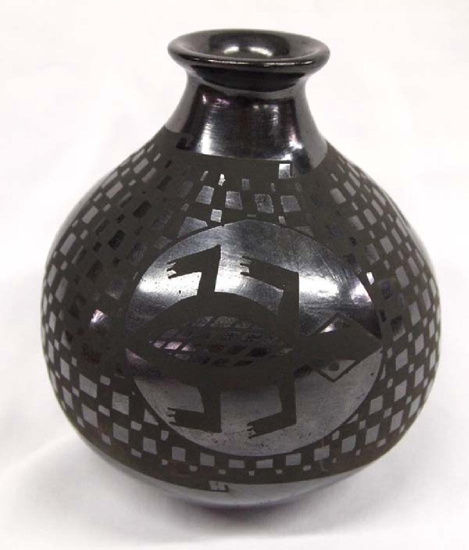 Mexican Mata Ortiz Black on Black Jar by Sandoval (1 of 4)
