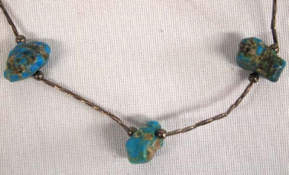 Antique Navajo Silver Turquoise Nugget Choker: Antique Navajo Sterling Silver Turquoise Nugget Choker, measures 16'' end to end