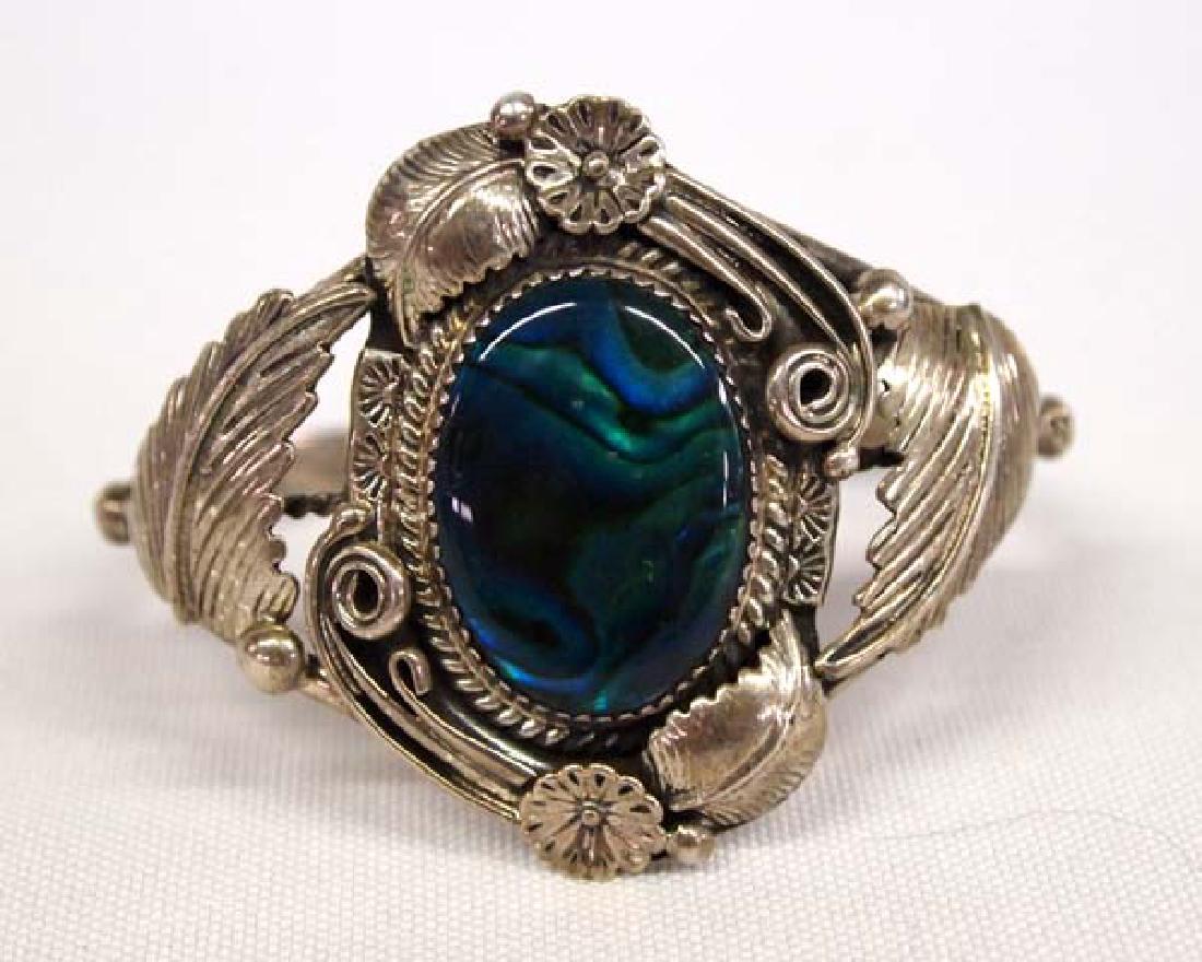 Navajo Sterling Silver and Paua Shell Bracelet (1 of 4)