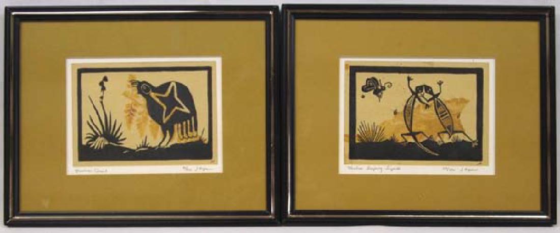 2 Original Mimbres Lino Block Prints, J. Hopkins (1 of 9)