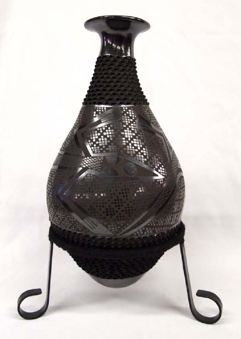 Mexican Mata Ortiz Black on Black Jar by Sandoval (1 of 5)