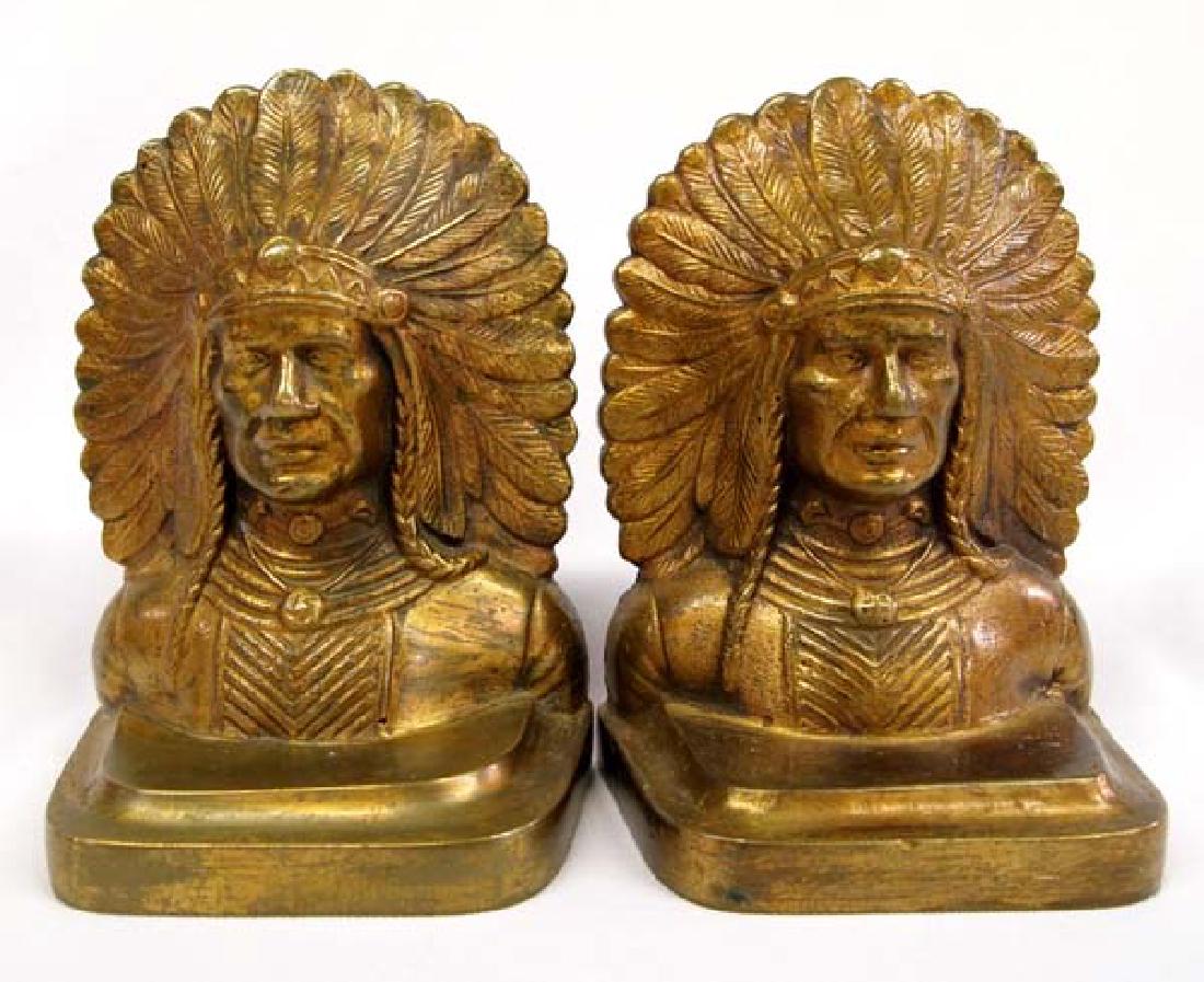 Antique 1920's Bronze Chief's Head Bookends (1 of 3)