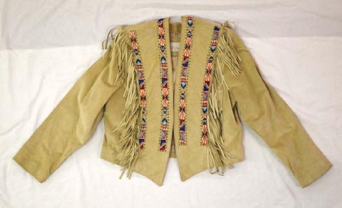 California Style Beaded Suede Cowgirl Jacket Sz 10 (1 of 4)