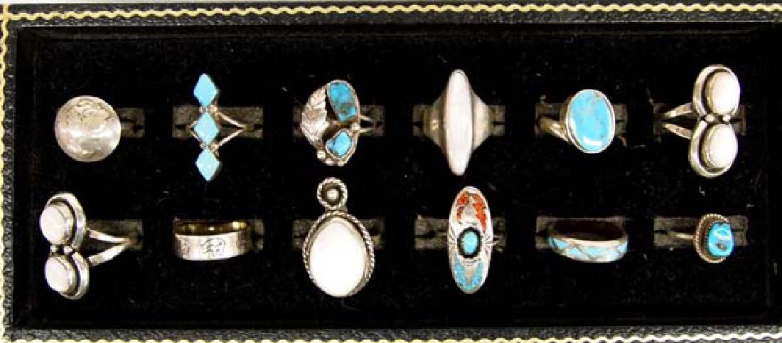 12 Native American Sterling Silver Rings (1 of 3)