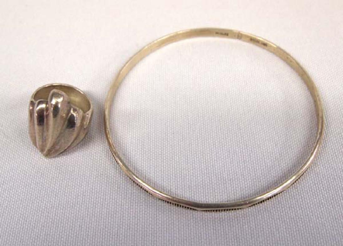 Santo Domingo Silver Bangle & Sterling Silver Ring (1 of 5)