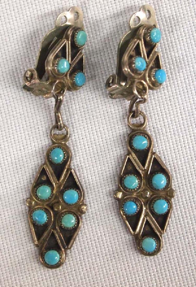 1960 Estate Zuni Silver Turquoise Earrings (1 of 2)