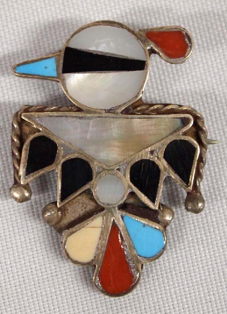 Native American Zuni Silver Inlay Thunderbird Pin (1 of 2)
