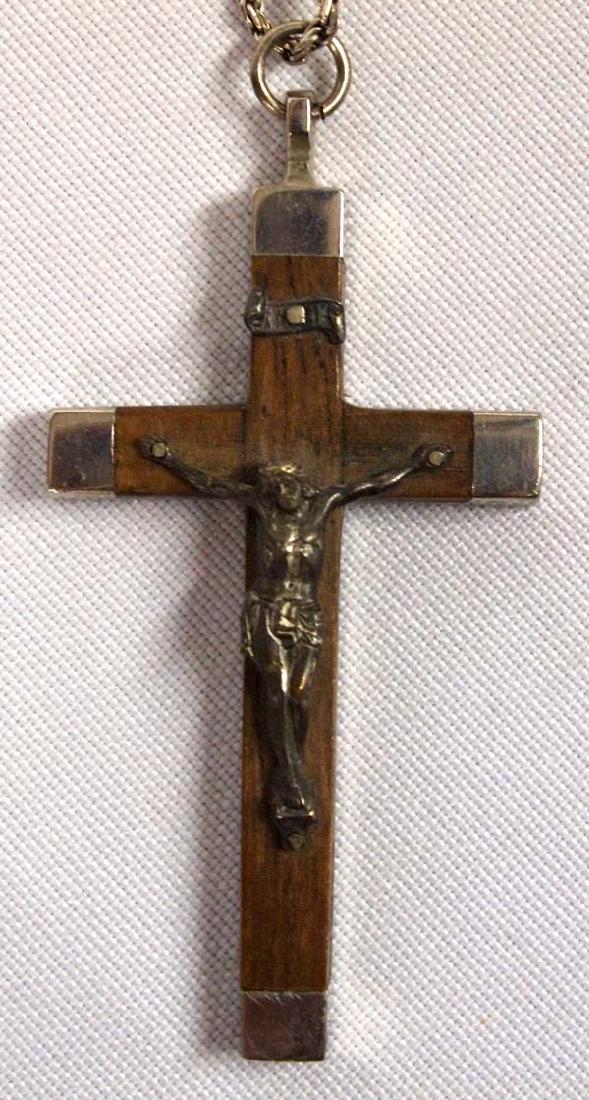 Sterling Silver and Wood Cross Pendant Necklace (1 of 4)