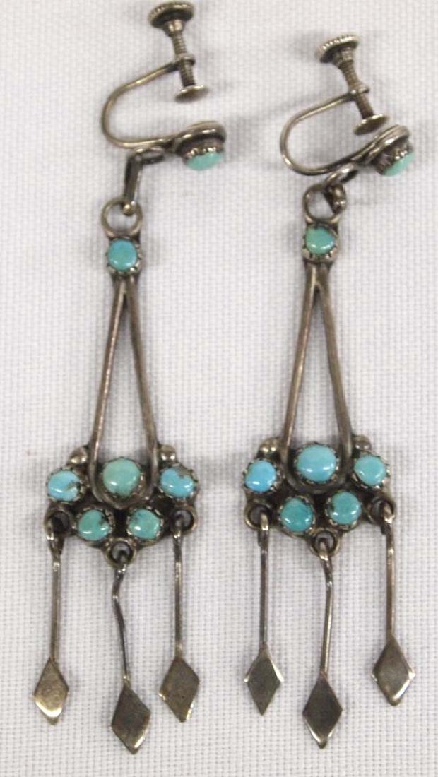 1960 Zuni Silver Petit Point Turquoise Earrings (1 of 2)