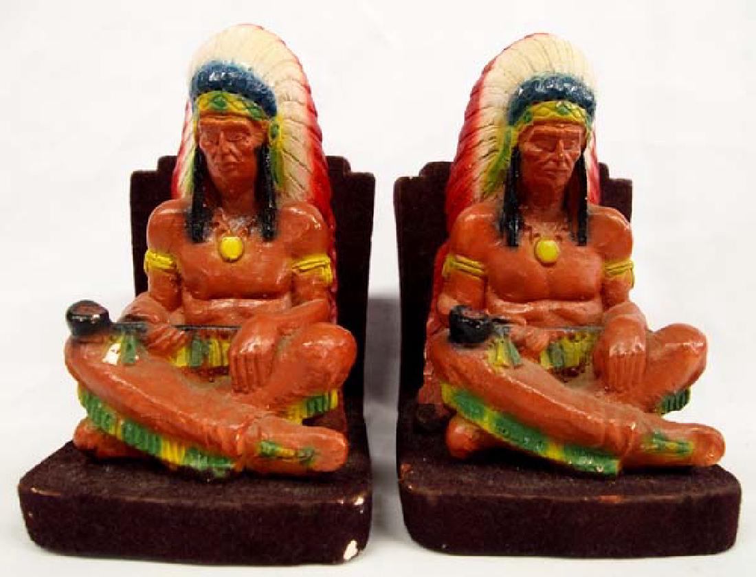1940's Carnival Chalk Indian Chief Bookends (1 of 2)