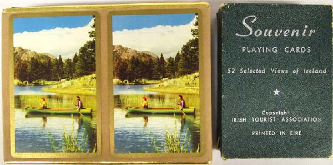 2 Sets of Vintage Souvenir Playing Cards: 2 Sets of Vintage Souvenir Playing Cards, #1 Souvenir Irish Playing Cards in original box, features 52 selected views of Ireland, copyright Irish Tourist Association, Printed in Eire #2 Vintage Set of