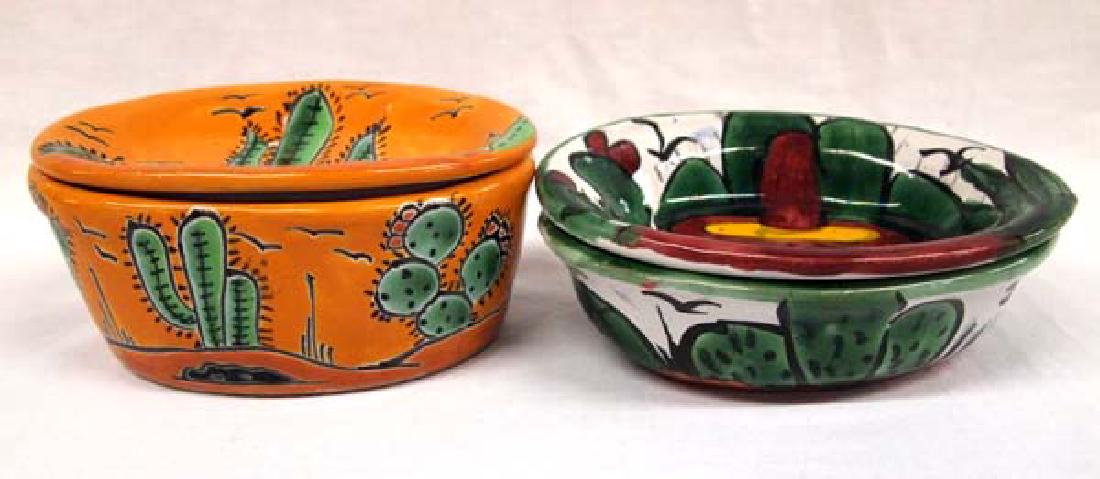 Pair of Mexican Glazed Pottery Soap Dishes (1 of 5)