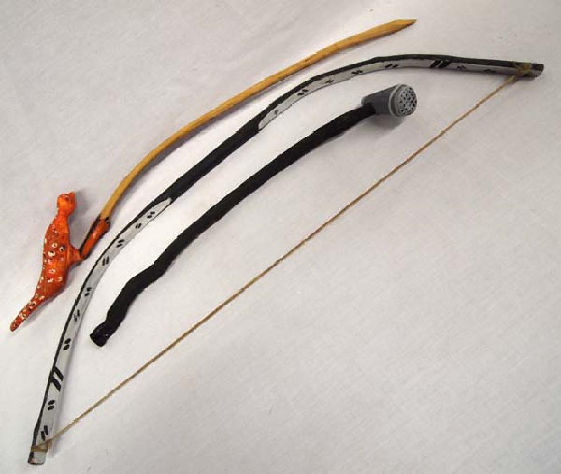 Pair of Pueblo Carved Wood Dance Sticks and Bow (1 of 4)