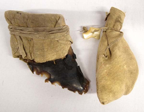 Pair of Native American Leather Medicine Pouches (1 of 2)