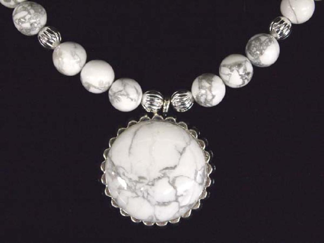 White Buffalo Turquoise Beaded Pendant Necklace (1 of 3)