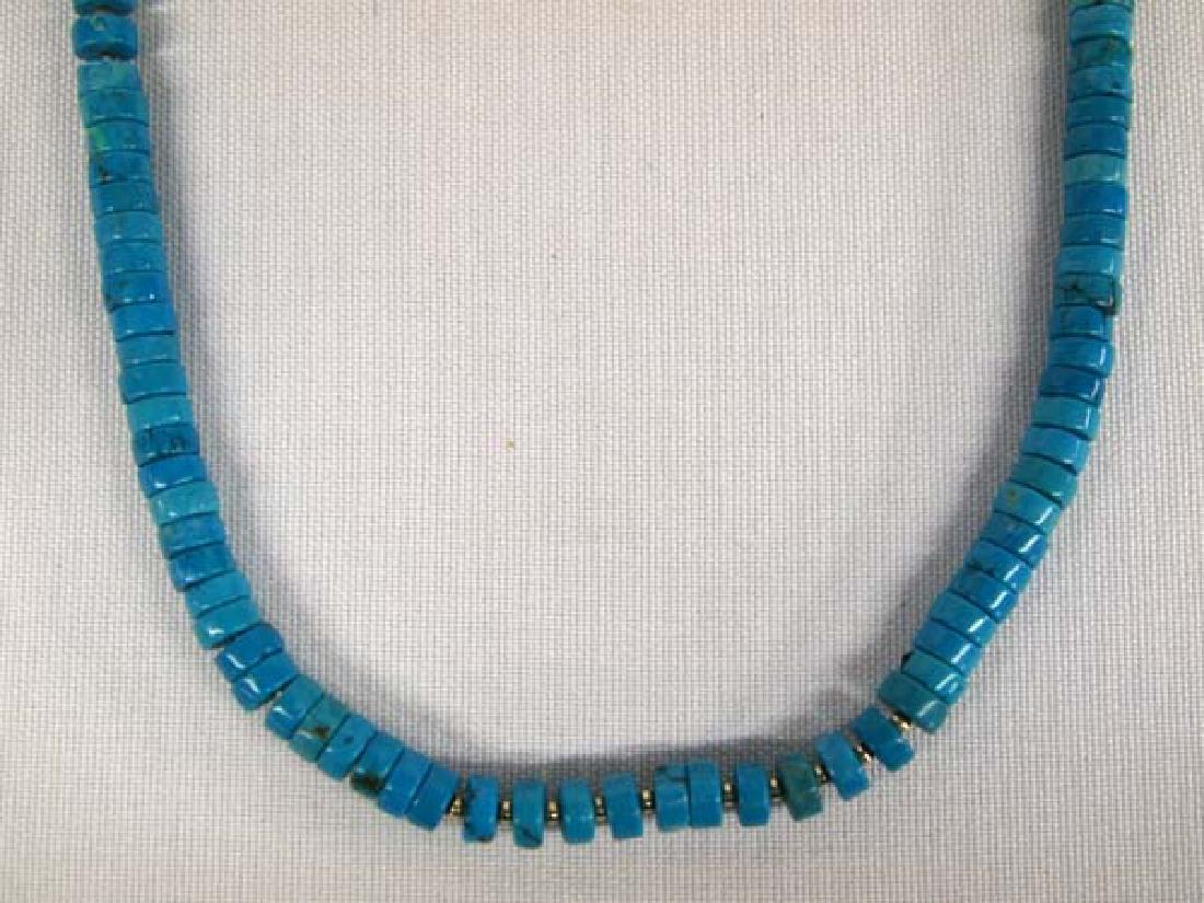 Turquoise Heishi and Silver Bead Necklace (1 of 3)