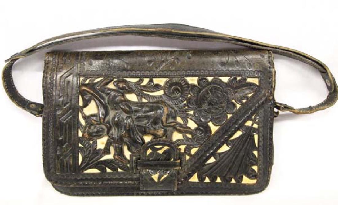 Antique Mexican Hand Tooled Leather Purse (1 of 6)