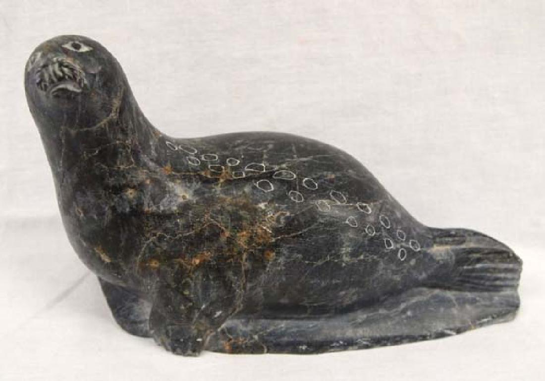 Vintage Large Inuit Soapstone Seal (1 of 3)
