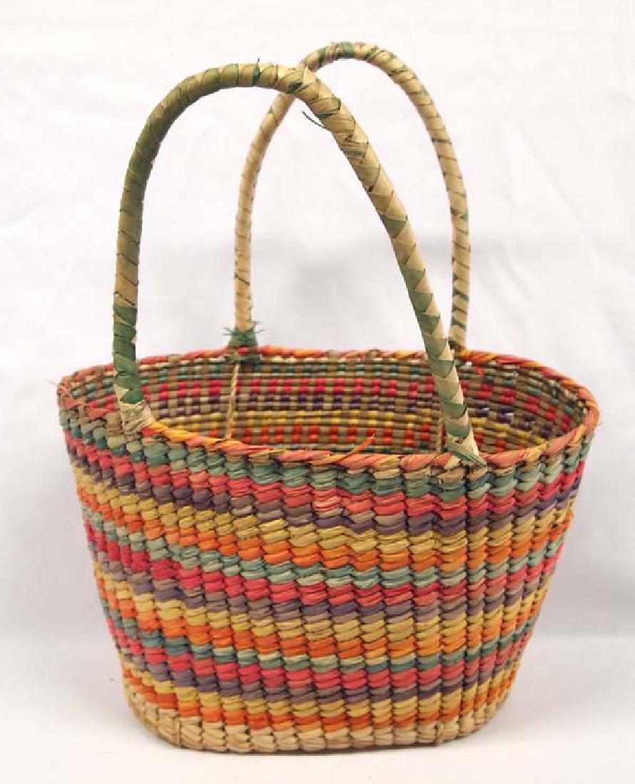 Mexican Tri-Colored Wicker Market Basket (1 of 3)