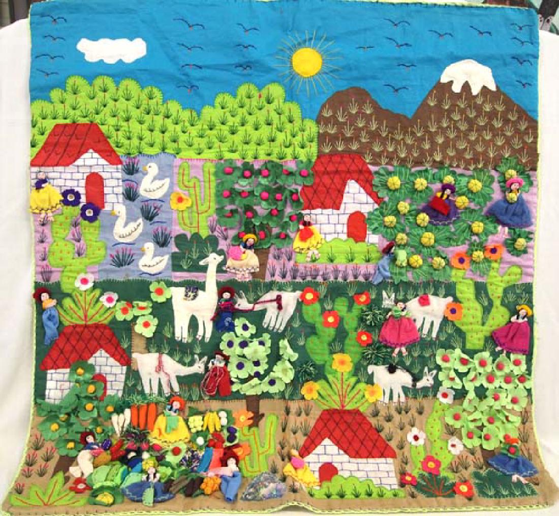 Rare Peruvian Arpillera Appliqued Tapestry (1 of 6)