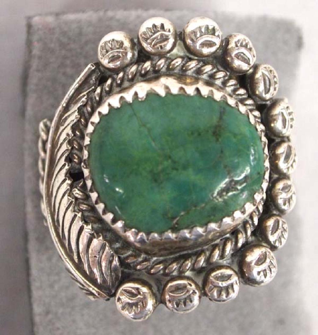 Native American Navajo Sterling Turquoise Ring, 13: Native American Navajo Sterling Turquoise Ring by Juliana Williams, Size 13, measures 1.5''W