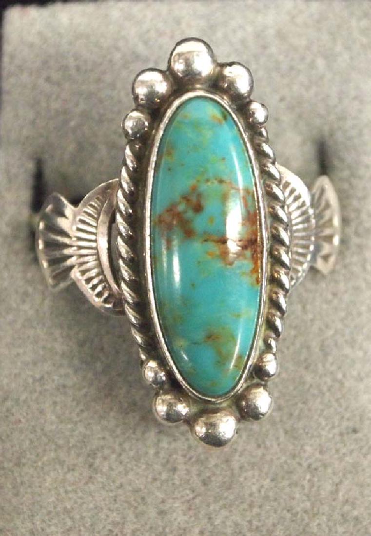 Navajo Sterling Turquoise Ring Size 10 (1 of 3)