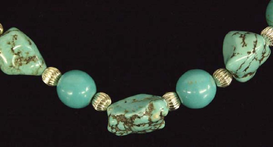 Kingman Turquoise Nugget & Silver Bead Necklace (1 of 3)