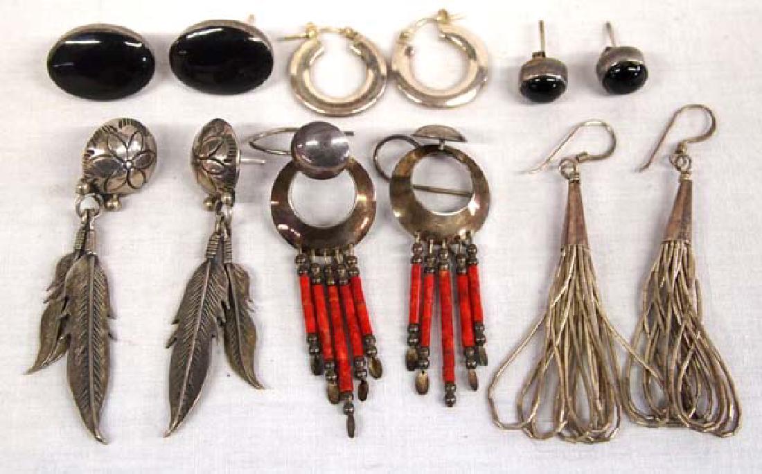 6 Pairs Navajo & Western Sterling Silver Earrings (1 of 3)