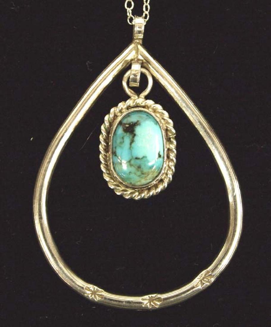 Blue Gem Mine Turquoise Silver Pendant Necklace (1 of 2)