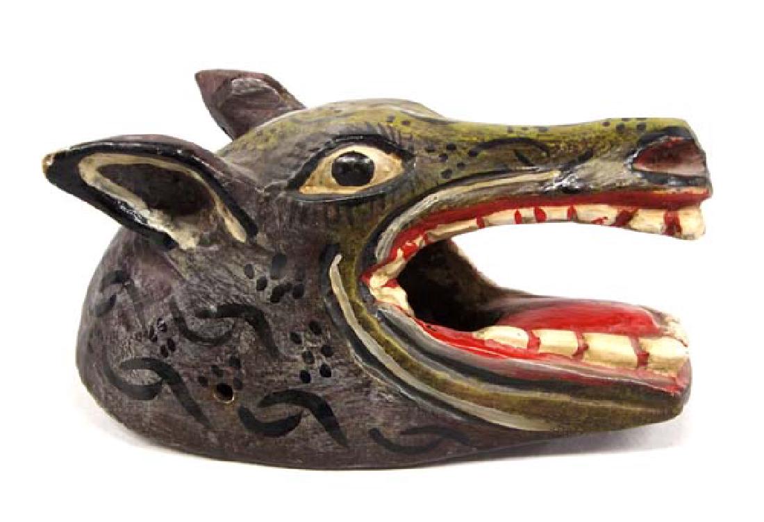 Vintage Mexican Carved Wood Wolf Mask (1 of 4)