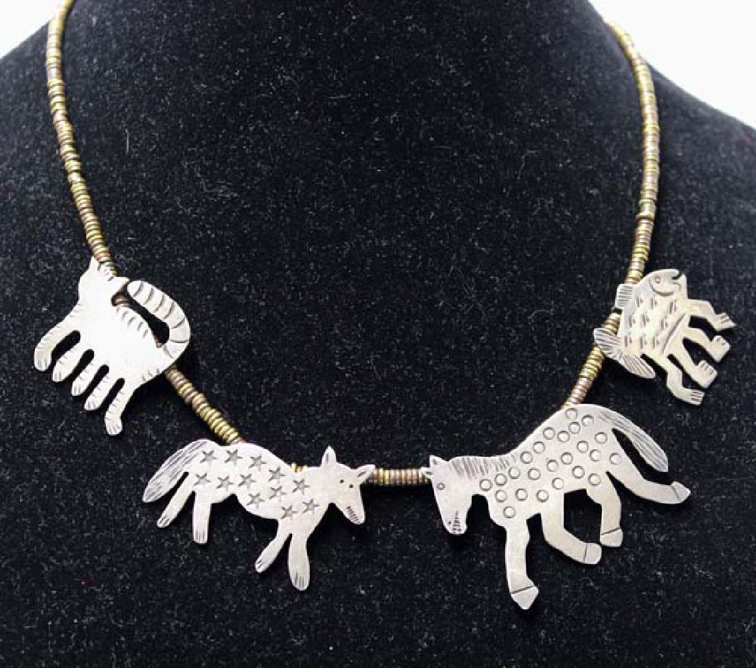 Richard Lindsay Whimsical Sterling Brass Necklace (1 of 2)