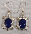 Navajo SS Lapis Turtle Earrings 1in L SH $8