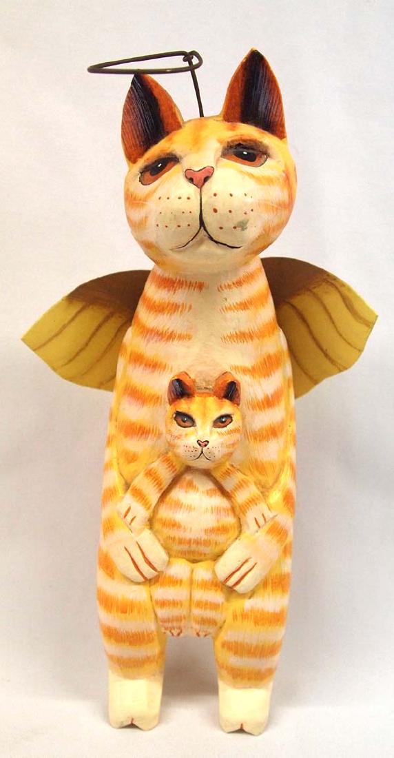 Wooden Angel Cat, 10 in. S&H $14 (1 of 1)
