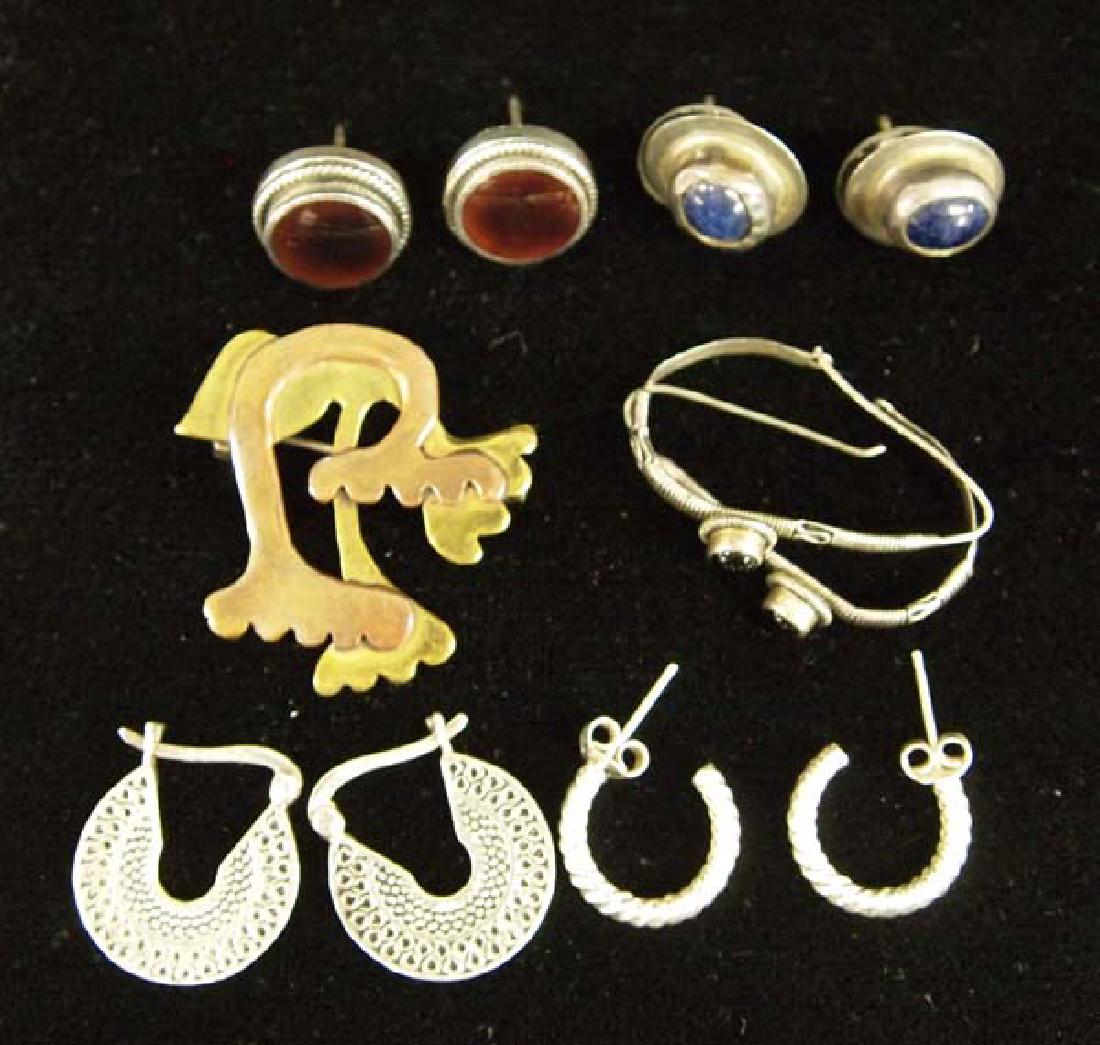 6 pr Sterling Silver Earrings & Pin SH $8 (1 of 1)