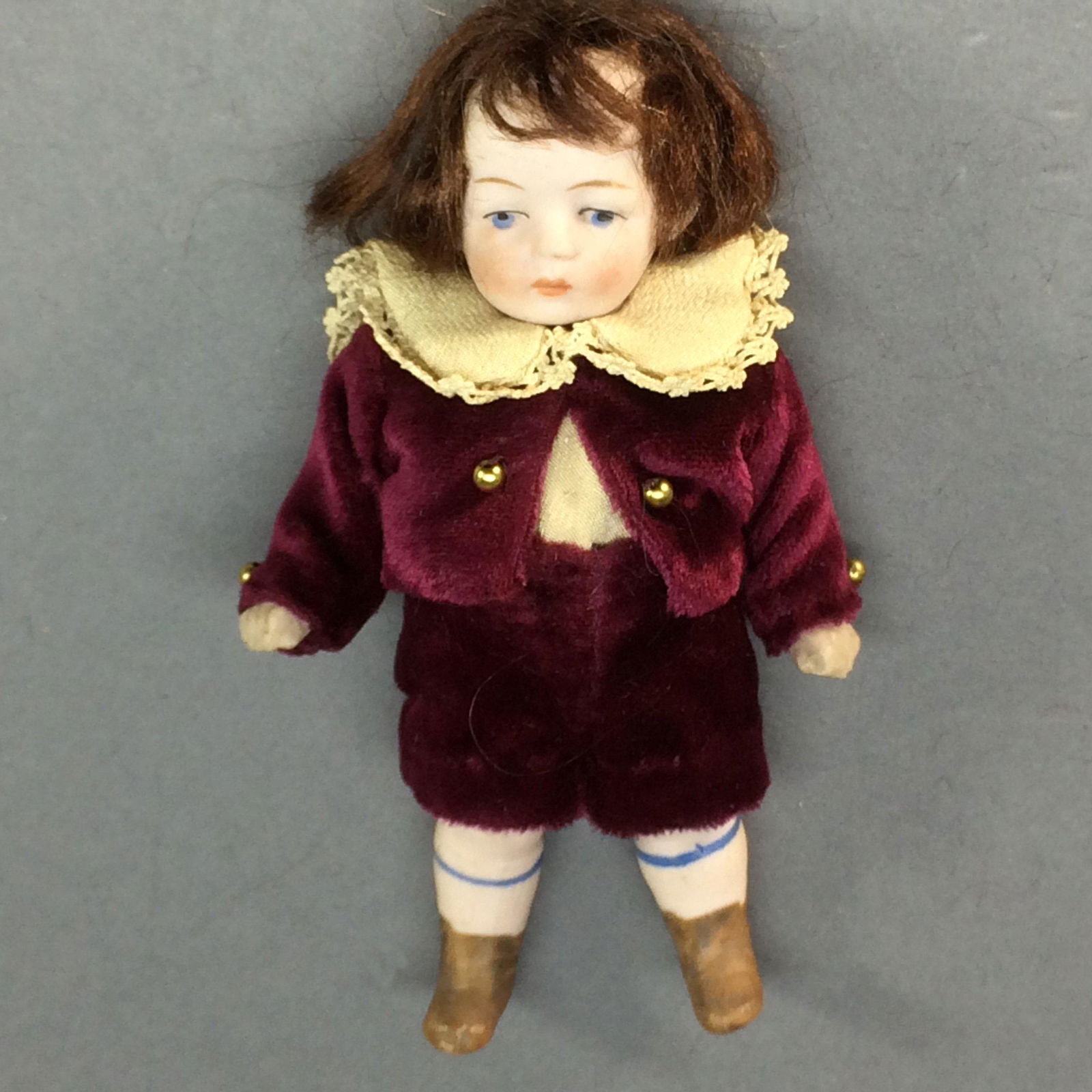Antique All Bisque Boy Doll in Velvet Suit 620 (1 of 13)