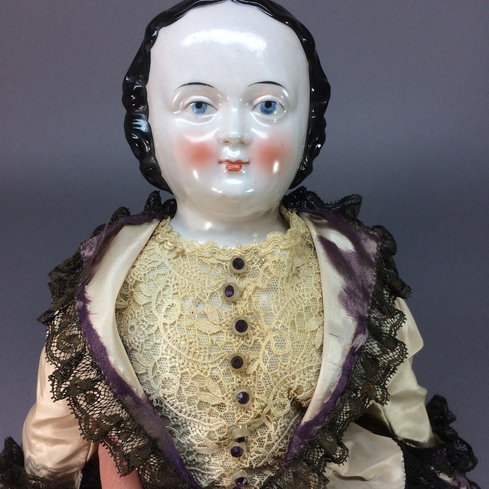 China Head Lady Doll w/ Label, Damage to Shoulder (1 of 14)