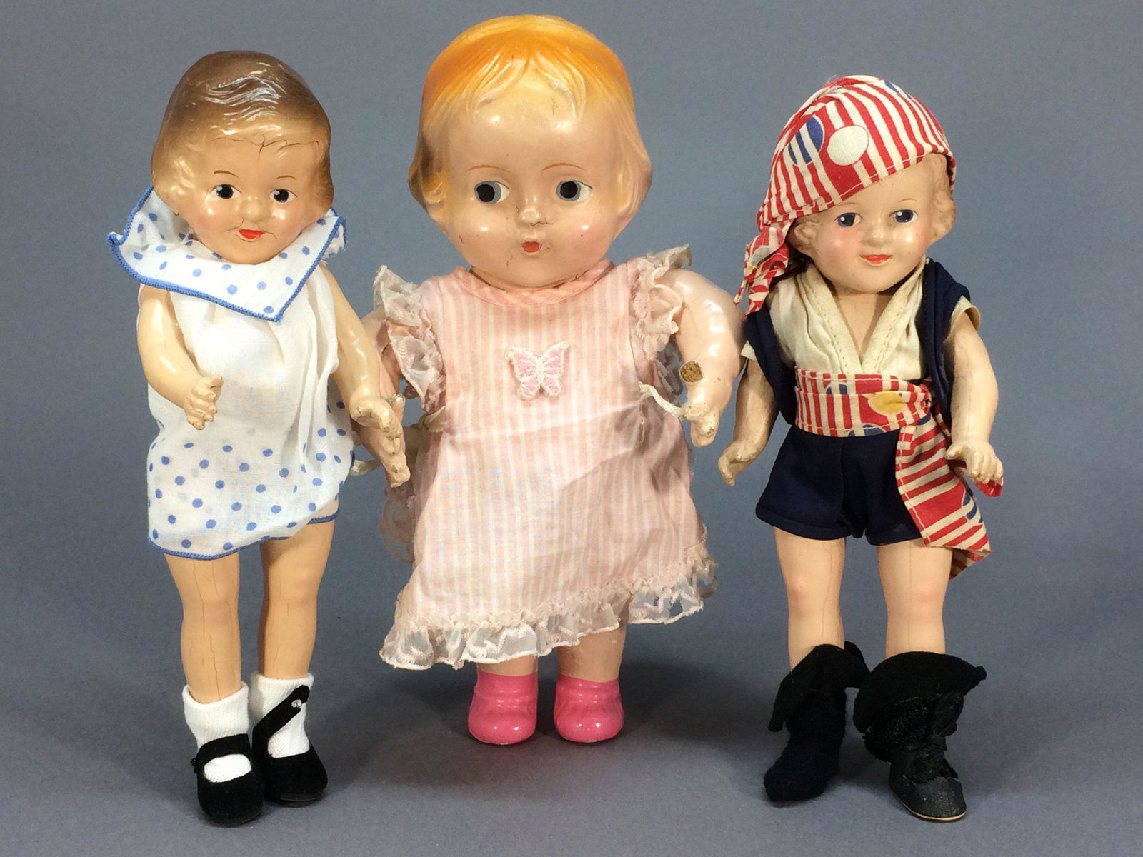 3 Small Composition Dolls Needing TLC (1 of 14)
