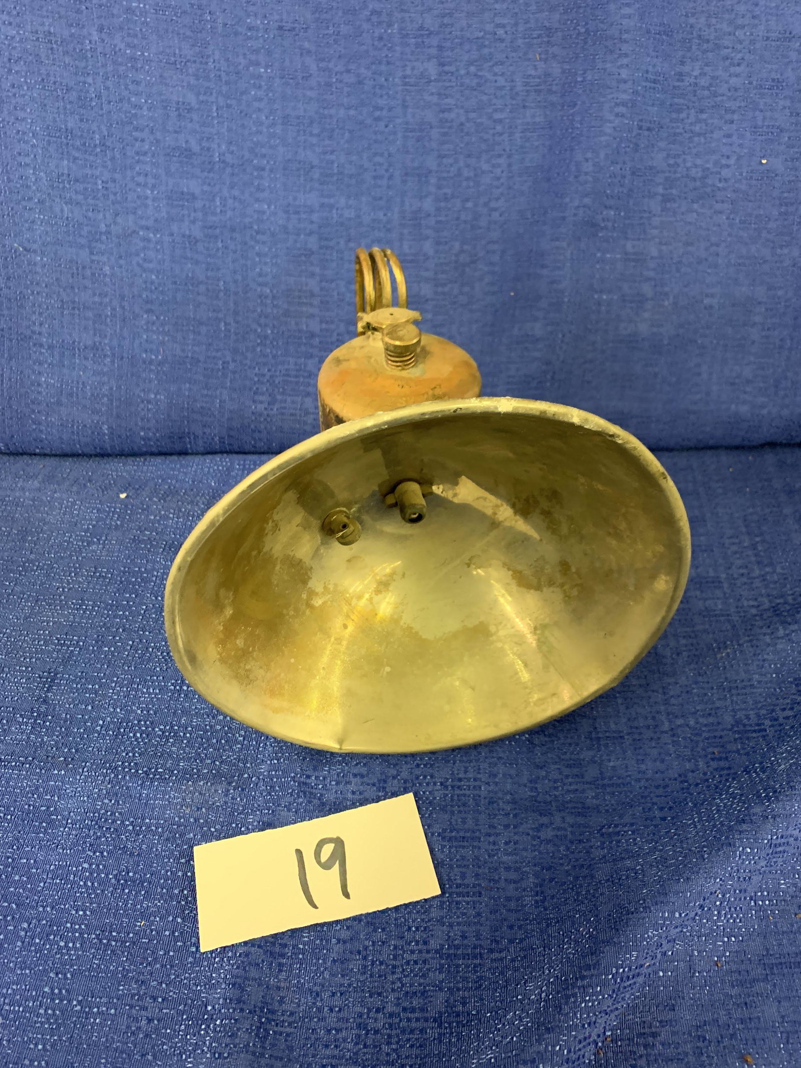 Brass Carbine Hand-held Lantern: Brass Carbine Hand-held Lantern, Justrite, Made in U.S.A., Stamped on bottom "M.N.R.Y. 37"