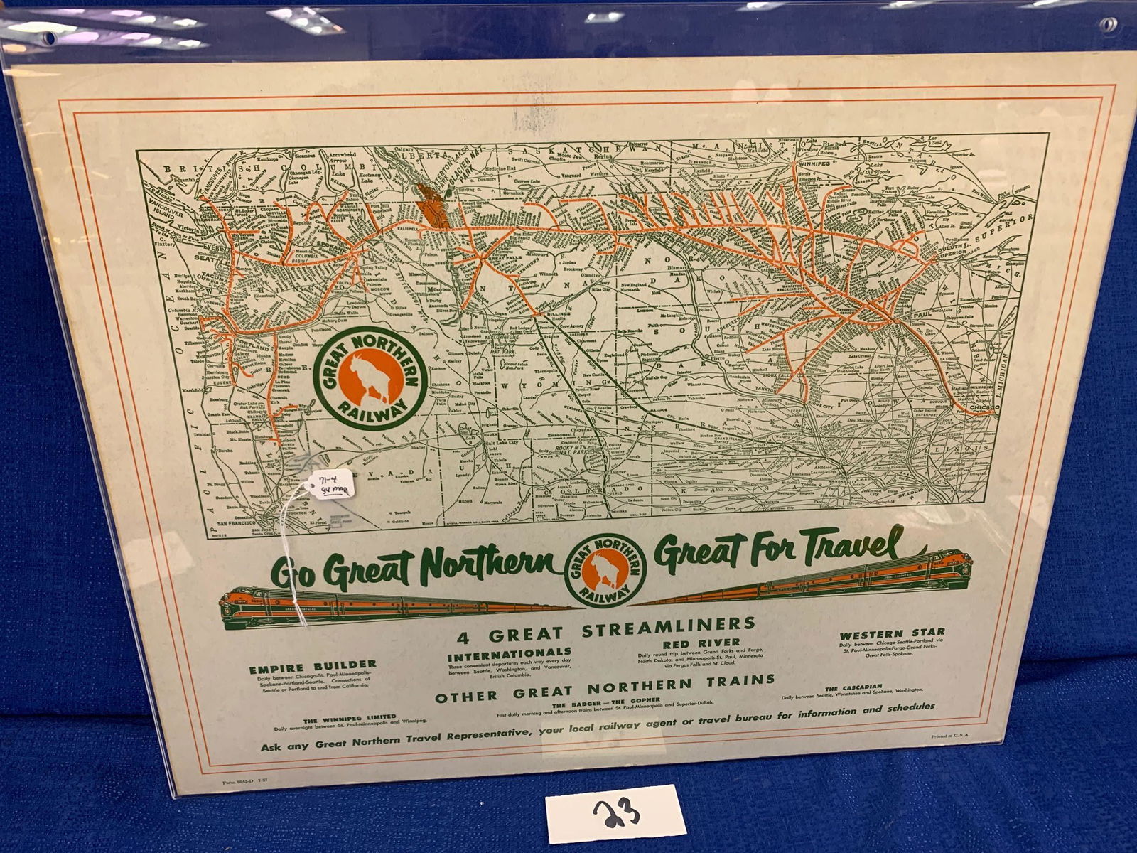 2-sided Great Northern Railway System Map (printed (1 of 12)