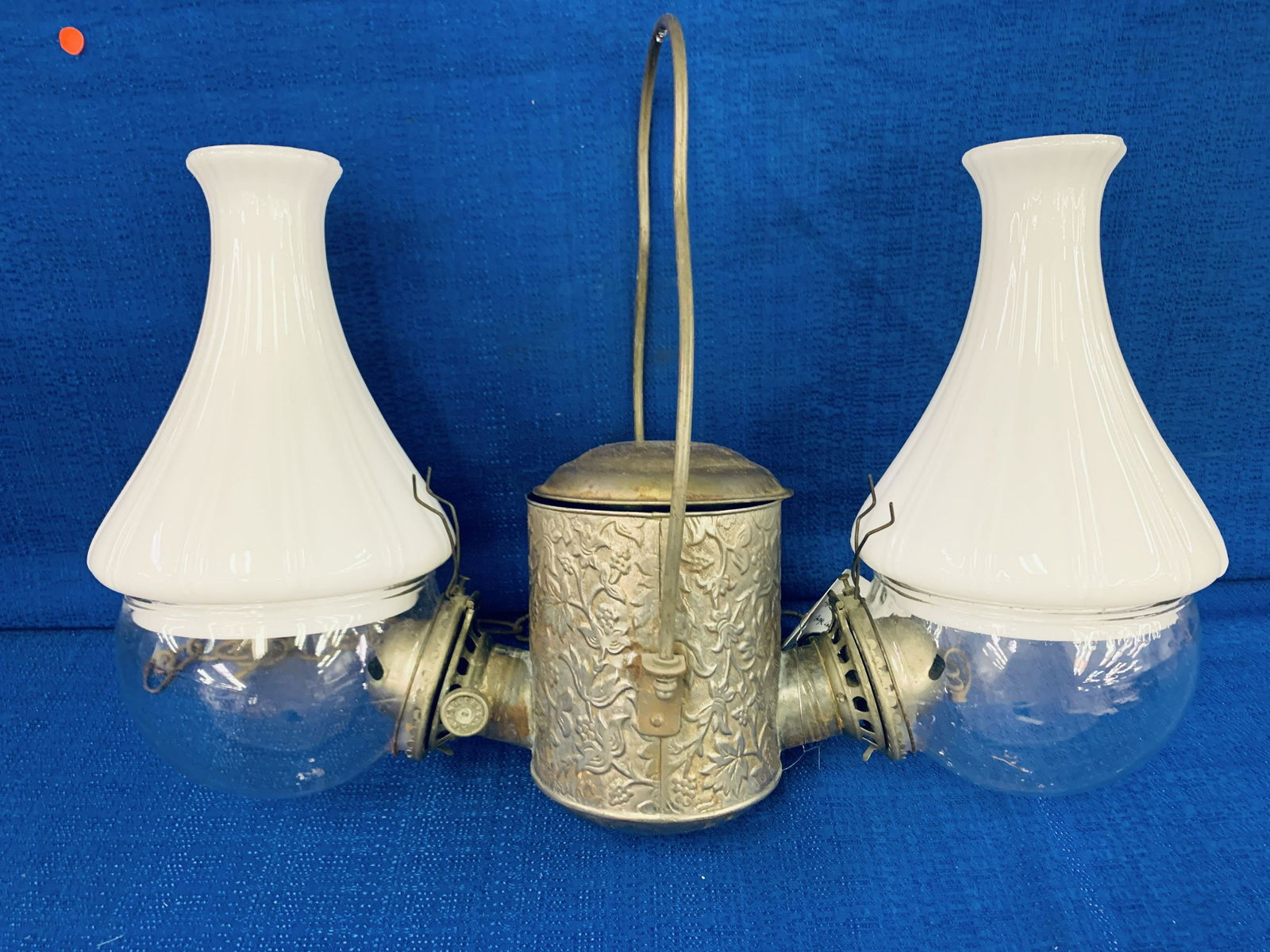 Double Angle Hanging Oil Lamp from Railroad Station (1 of 6)