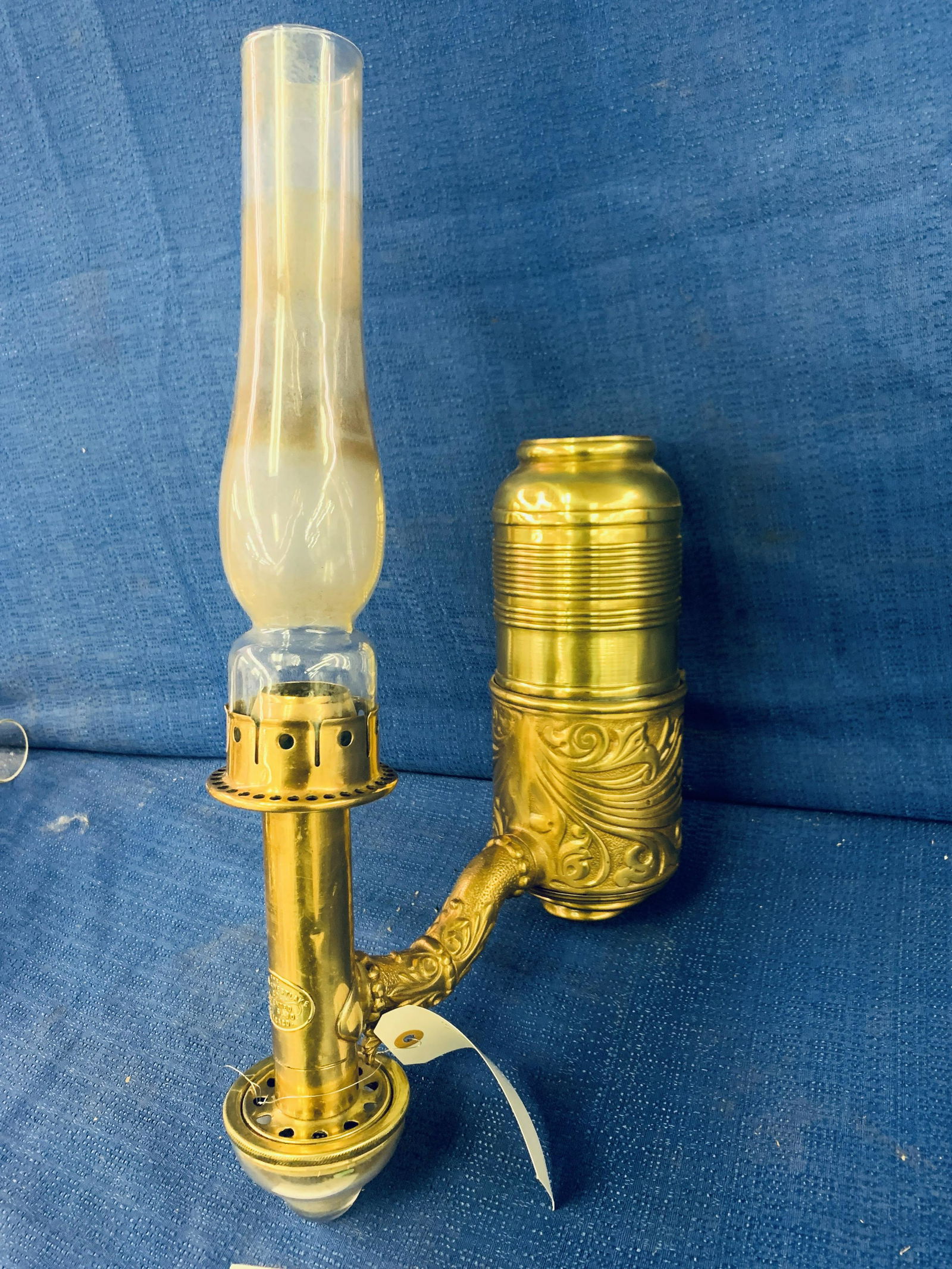 Solid Brass Ship Oil Lamp with Glass Reservoir (1 of 8)